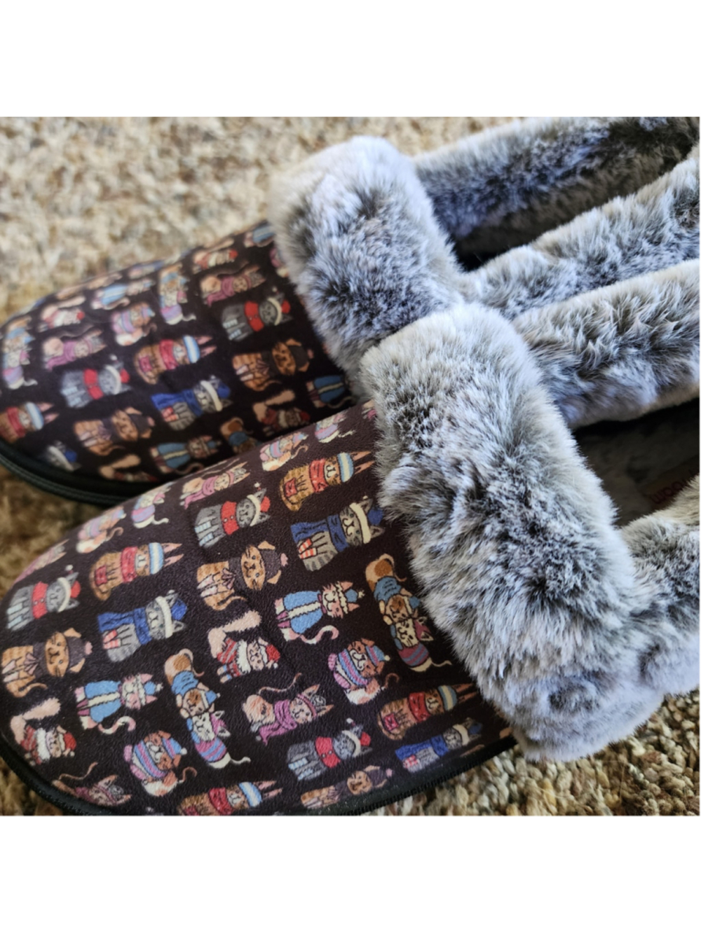 BOBS Skechers For Cats Memory Foam Slippers Faux Fur 8.5
